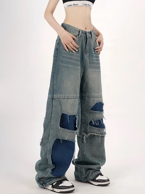 Kawaii Harajuku Baggy Jeans Women Casual Denim Cargo Pants Wide Leg Trousers  Korean Fashion Clothes Streetwear Y2k Femme - AliExpress