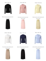 AP 2025 printemps et été femmes col rabattu t-shirt doux dame coton mélange jupe confortable décontracté 6