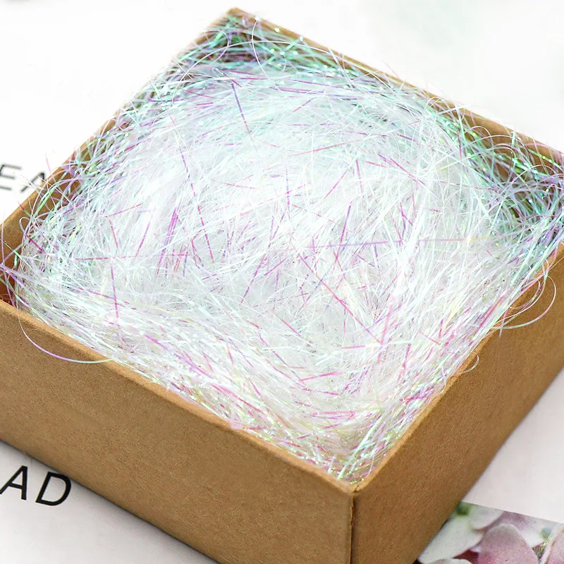 

50/100g Gift Package Decor Plain Colour Raffia Bright Straight Line Silk Fruit Box Bag Candy Wedding Filler Party Home Supply