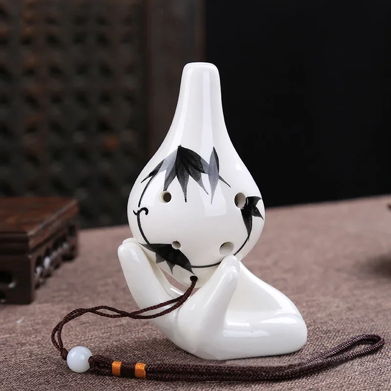 6Hole Ocarina Ceramic Alto C Key Flute Musical Instrument Buddha's Hand Accessories Beginners Teaching Toy