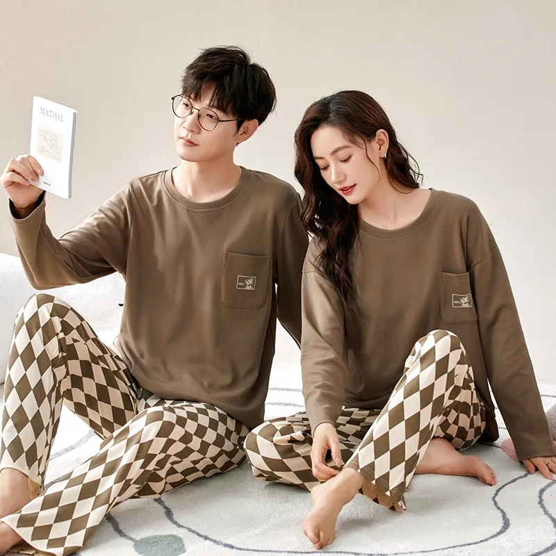 Autumn Couple Pajamas Sets for Men Plus Size Sleepwear Comfortable Homewear Autumn Spring Loungewear Long Sleeve Pijamas Suit