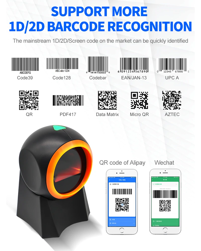 Scanner de Código de Barras Omnidirecional Desktop Automático 1d 2d qr Código Matriz Dados Pdf417 Leitor Usb para o Pagamento da Loja de Supermercado 2d - Imagem 3