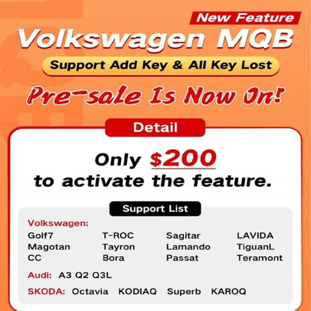 

Xhorse For VAG MQB Add Key and All Keys Lost License for VVDI Key Tool Plus, VVDI2 +VVDI Prog