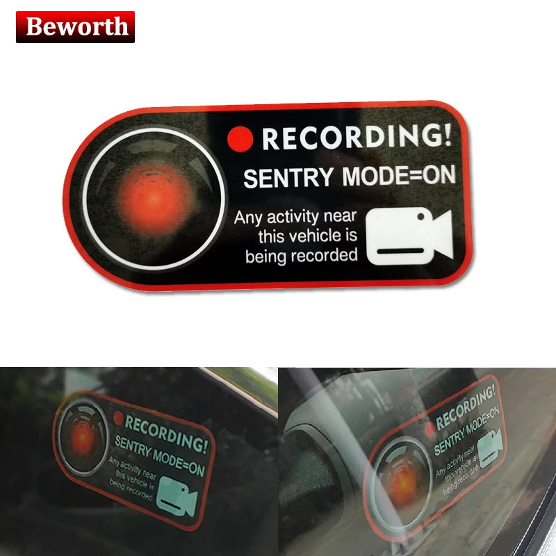 Режим видеорегистратора-on Sentry, напоминание, статическая наклейка для Tesla Model 3 X S Y, режим автомобильного видеомагнитофона, наклейки, аксессуары