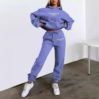 Spring/autumn Pant Sets2026 New Women Hooded Sweatshirt + Pants Two-piece Set, Print Outdoor Woman Pullover Sportswear 2-pcs Set 1