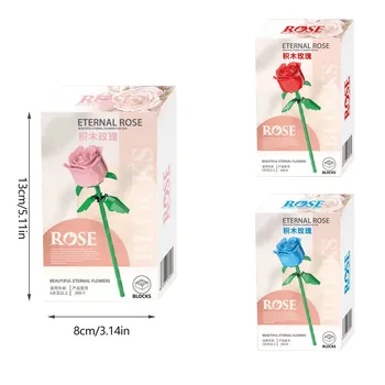 Rose Bouquet Building Block High Quality Simulated Roses Flowers  Decoration Valentine's Day Gift Home Decoration Props 5