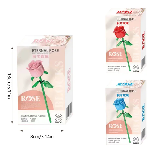 Rose Bouquet Building Block High Quality Simulated Roses Flowers  Decoration Valentine's Day Gift Home Decoration Props 5