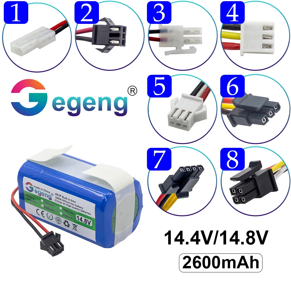 Gegeng 14.8V/14.4V 4S1P 2600mAh Vacuum Cleaner Battery for Panasonic/ILIFE/FLYCO/Eufy/POLARIS/RoboVac/Deebot /Conga Excellence