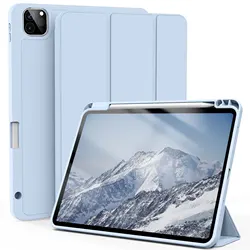 Premium Trifold Stand Smart Case with Pencil Holder for iPad 11 2020-2022 (Light Blue)