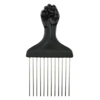 Black Fist Afro Pick Metal Wide Teeth Hair Comb For Volumizing Hair Styling Anti-static Comb Brush Detangling Comb 2