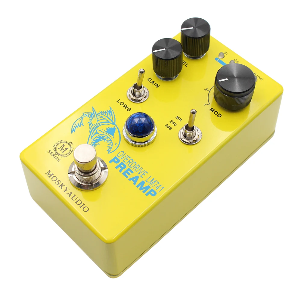 MOSKY LM741 Preamp Guitar Pedal Distortion Overdrive Electric Guitar Effects 4 Modes Button Suitable for Bass