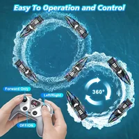 2.4Ghz RC Boat with LED Lights for Pools & Lakes, 30 Minutes Long Battery Life, High Speed Remote Control Boat Pool Toys 5