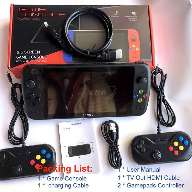 

PS7000 Retro Game Console with 2 Gamepads 7-Inch HD 32GB/64GB 6000+ Classic Games for PS1/CPS/NES Portable Handheld Game Players