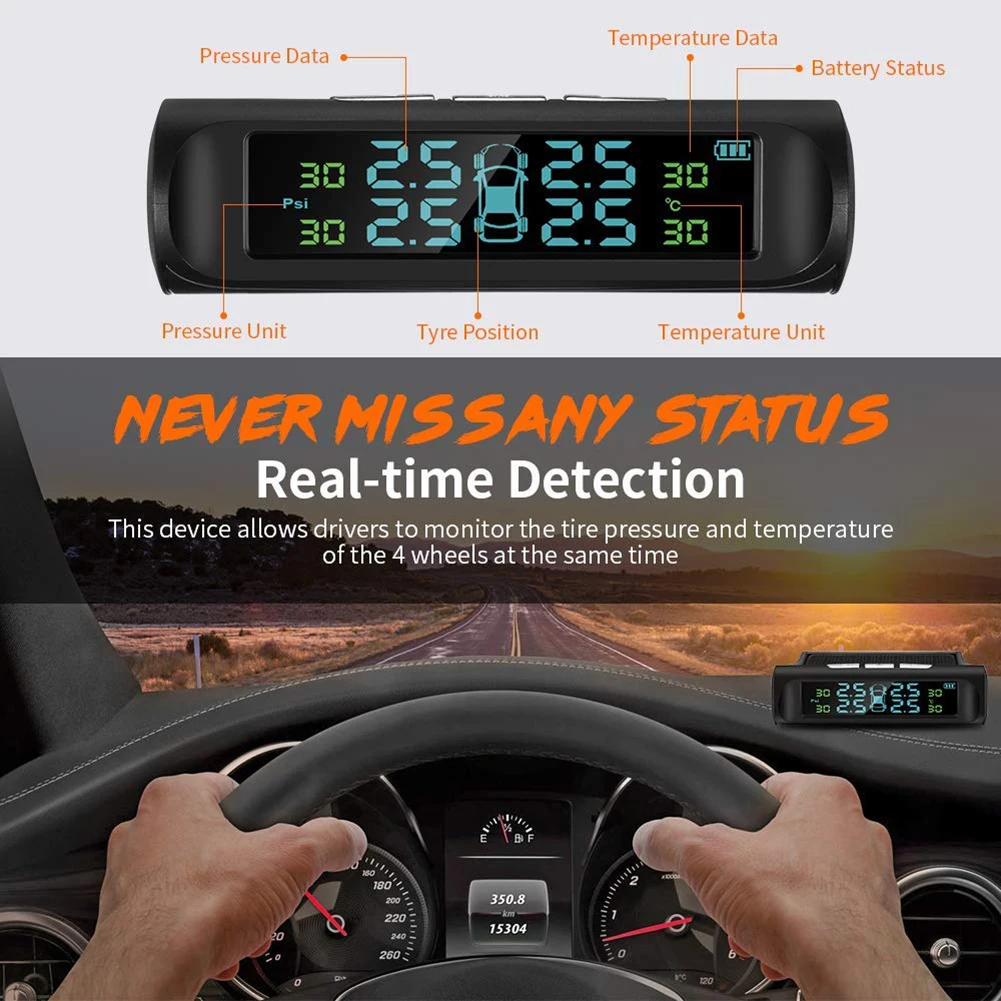 Solar TPMS Tire Pressure Sensor Alarm System