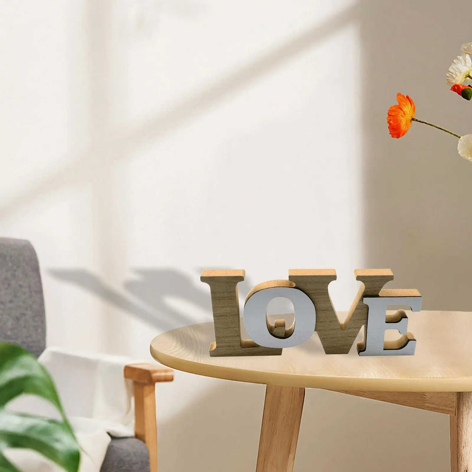 Love Sign Free Standing Word Decor Modern Block Letters Decorative Ornament for Farmhouse Table Thanksgiving Living Room Bedroom