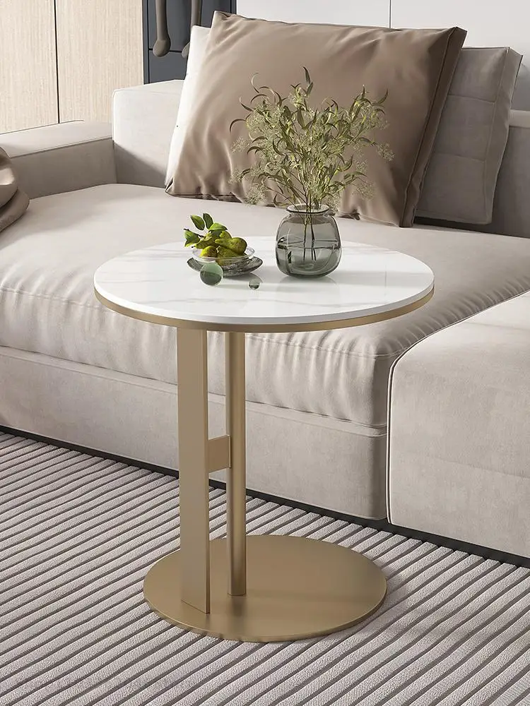Light Luxury Rock Board Side Table Small Coffee Table Sofa Corner Modern Simple Balcony Tea Small Round