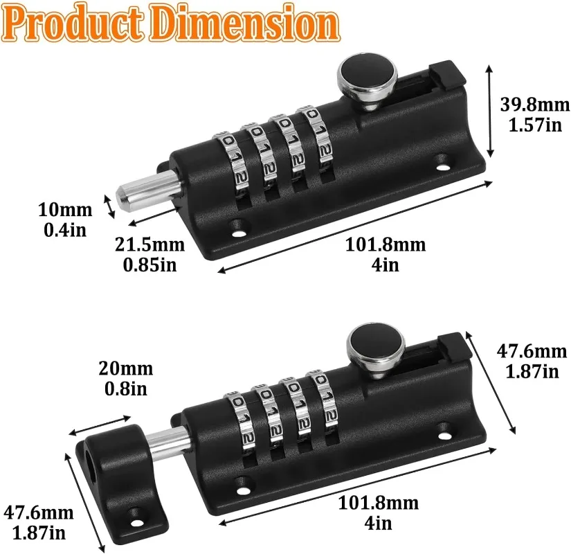 Combination Padlock Security Zinc Alloy Anti-Theft Bolt Mechanical Digital Combination Code Lock Wooden Door Storage Cabinet Tongue Cam Lock