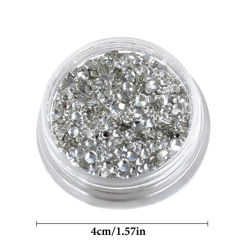 DIY 2-3mm 삼각형 사다리꼴 네일 젬스톤 나비 매듭 지르콘 투명/샴페인 글리터 네일 다이아몬드 매니큐어 장식