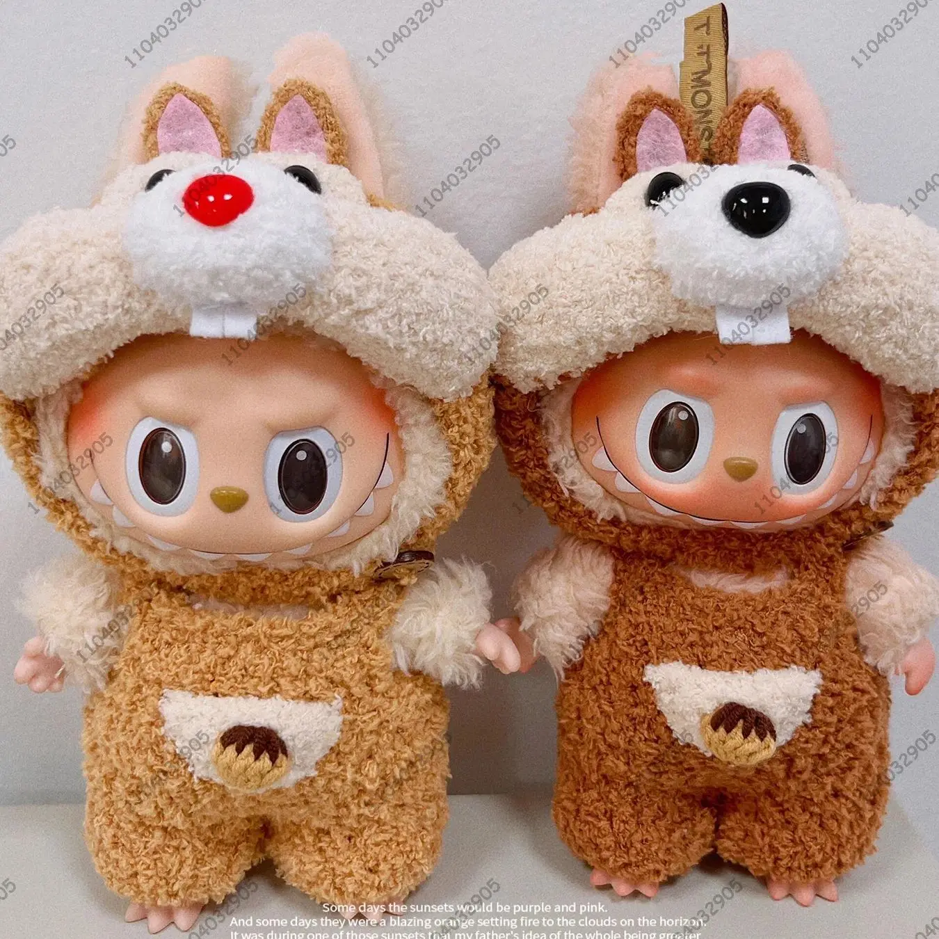 Labubu The Monsters Disney Chip And Dale Costume Mickey Mouse Clothes Original Replica Vinyl Face Doll Action Figure Bag Charm