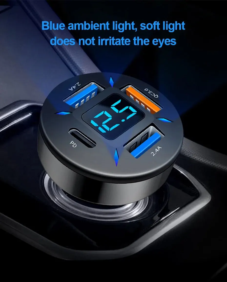 Xiaomi 4 Ports USB Car Charger For iPhone 13 12 Xiaomi Samsung