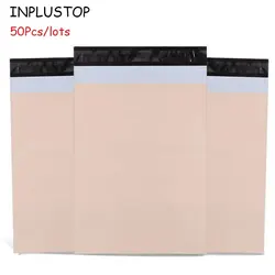 INPLUSTOP 50Pcs Poly Biodegradable Express Courier Bag Apricot Thicken Mailer Clothes Gifts Bag Eco-Friendly Mailing Postal Bags