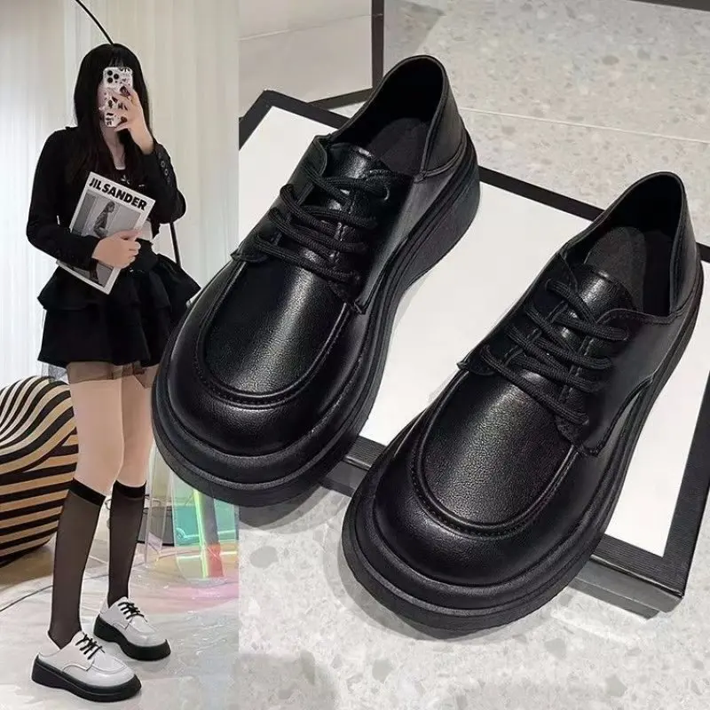 

NEW Casual Platform Shoes Women Round Toe Lace-up Chunky Oxford Shoes Spring Autumn Female Shoes Handmade Vulcanized Loafers 40