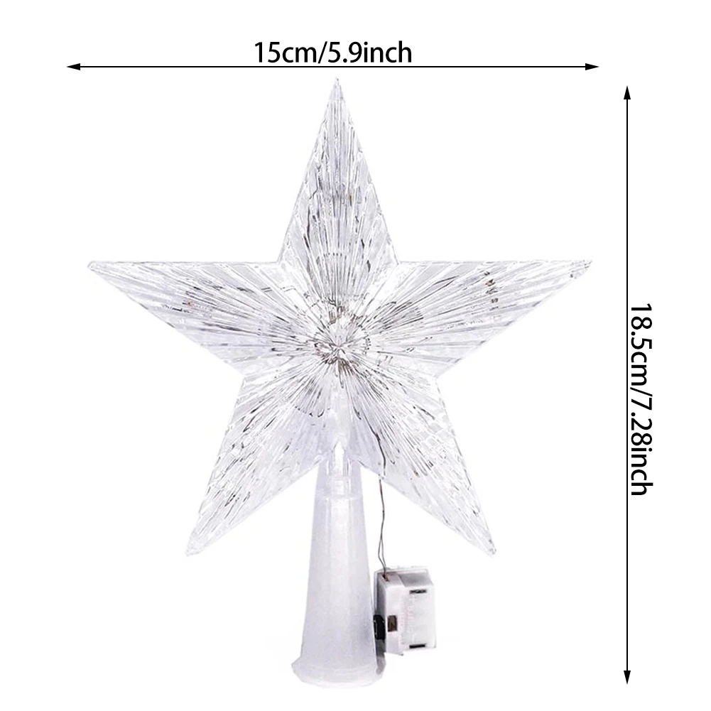 15cm LED Christmas Tree Top Star Light – Glowing Tree Topper Lamp for Xmas Tree Decoration & Party Décor
