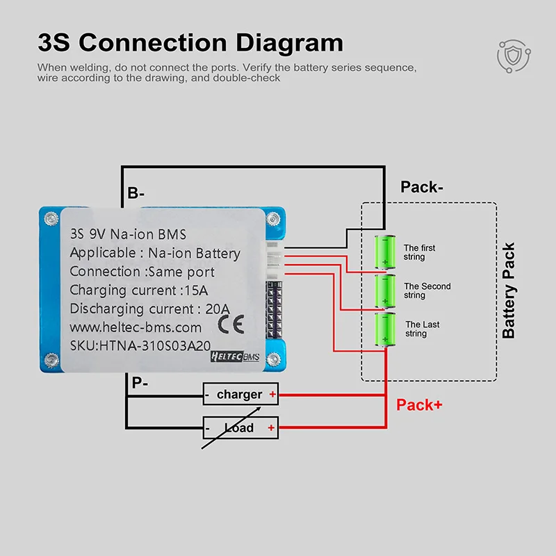 Heltec 3V Sodium-ion battery BMS 12V Protection Board 3-16S Wide Temp Overcharge