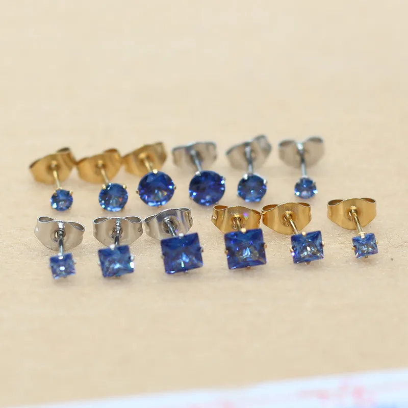 Фото Серьги-гвоздики из нержавеющей стали, 3-5 мм №3
