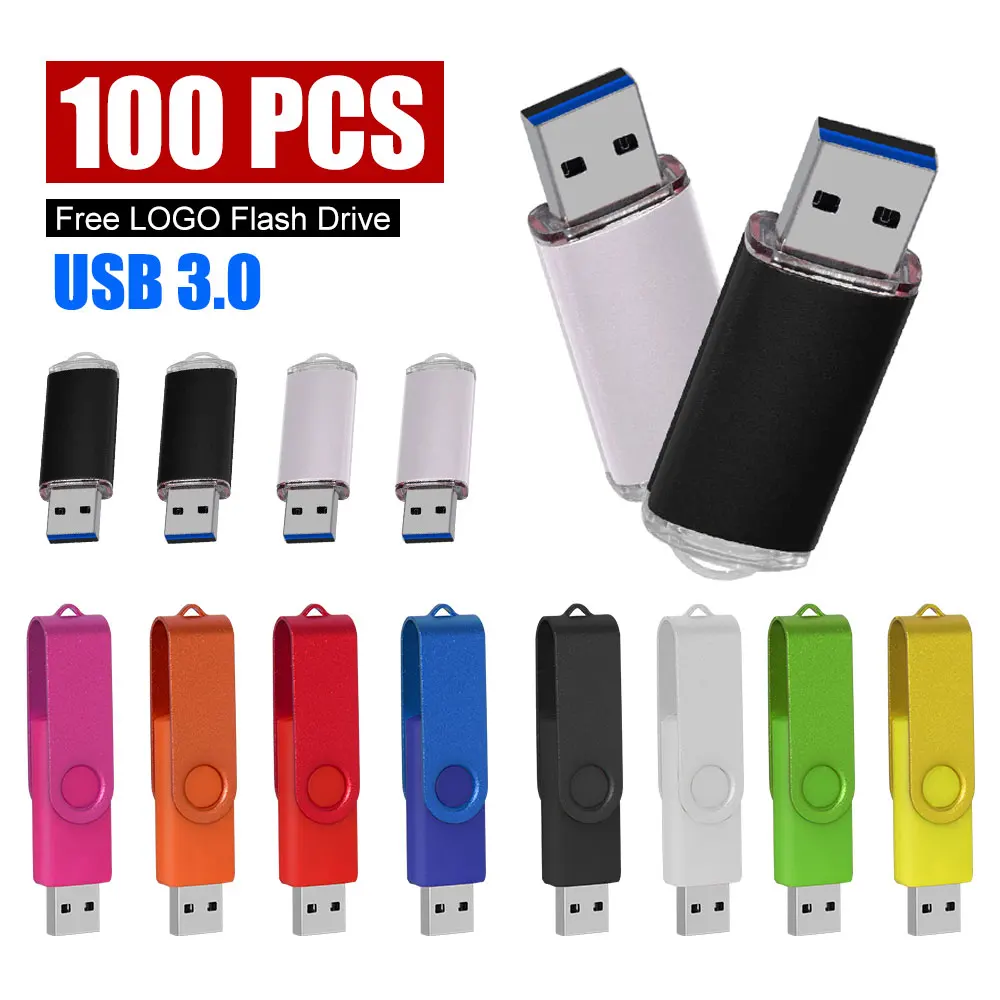

100PCS Colour USB 3.0 Flash Drive 128GB 16GB Memory Stick Pen drive 32GB 64GB 128GB USB Stick Flash Disk Free Laser Logo