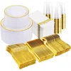 Luxury gold dinnerware set for 100 guests table setup