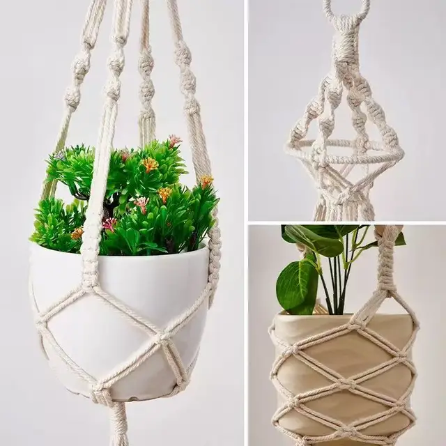 Hanging Plant Handmade Macrame Plant Hanger Flower Pot Planter Hanger Wall Decor Courtyard Garden Hanging Planter Hanging Basket 2