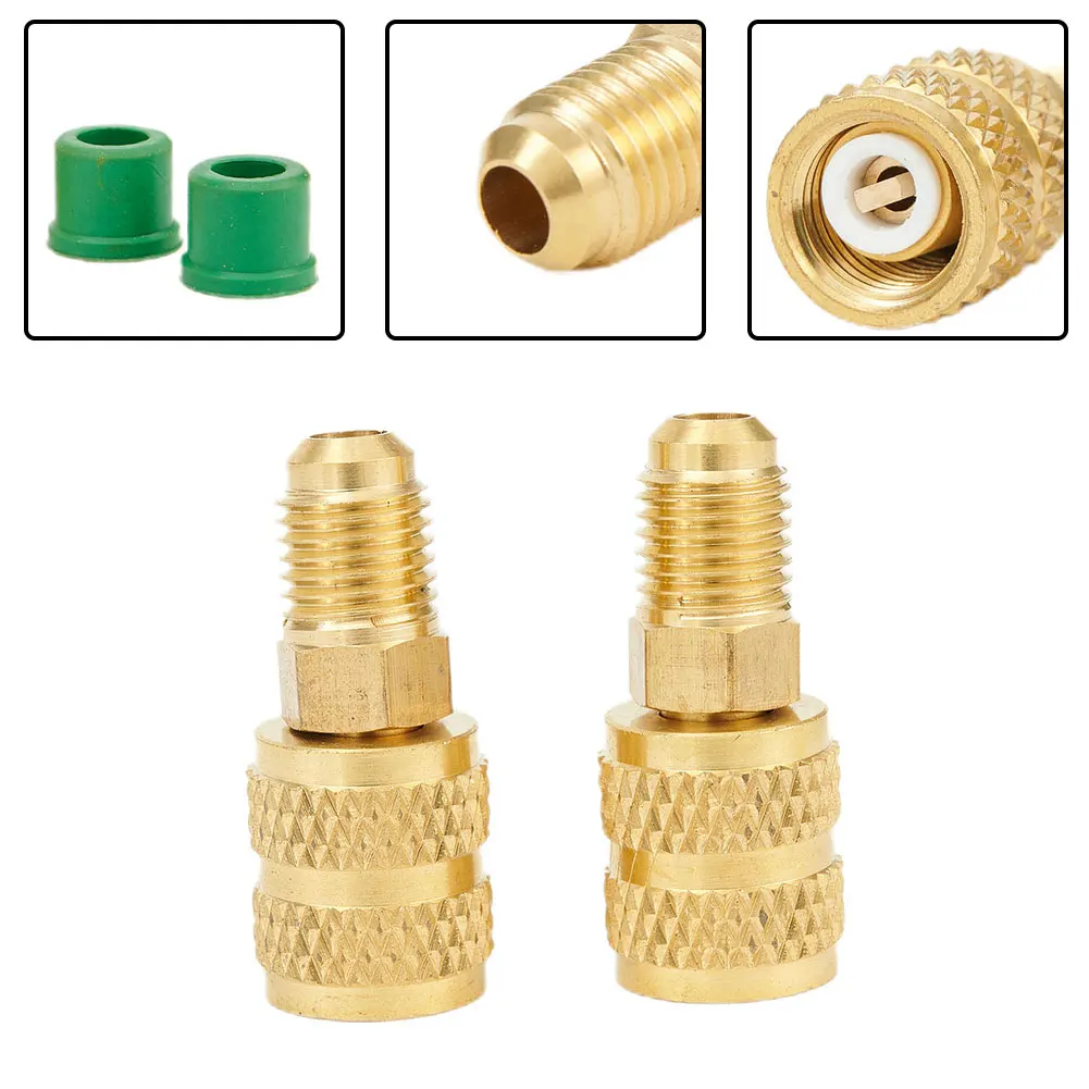 

2pcs Brass R410a Adapters Female 5/16\" SAE Male 1/4\" SAE For R22 Air Conditioning Adapter Connection Adapter Tools Accessories