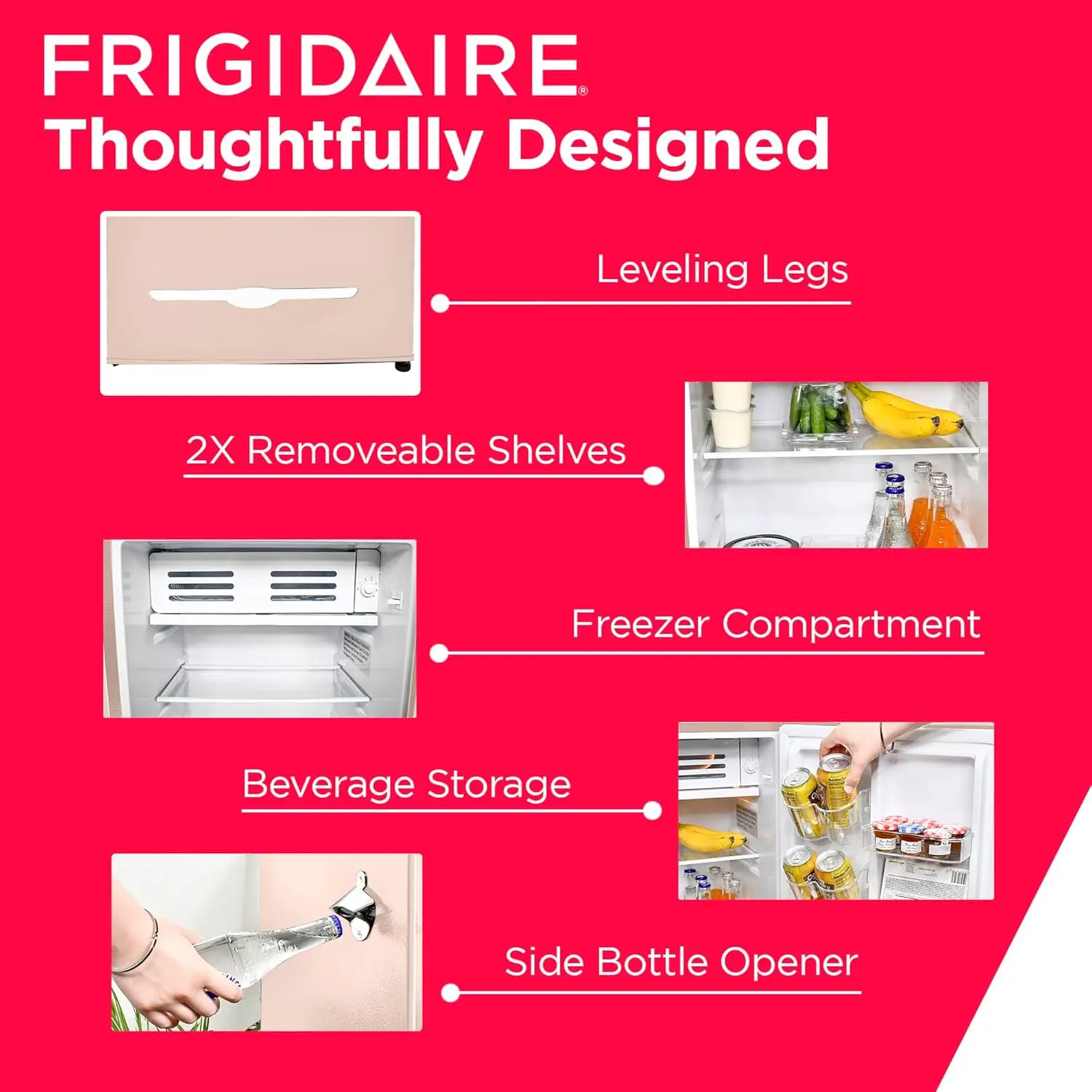 Retro Compact Fridge with Chiller, 3.2 cu ft Countertop Fridge with Built-In Bottle Opener, Compact Refrigerator for Office, Bed