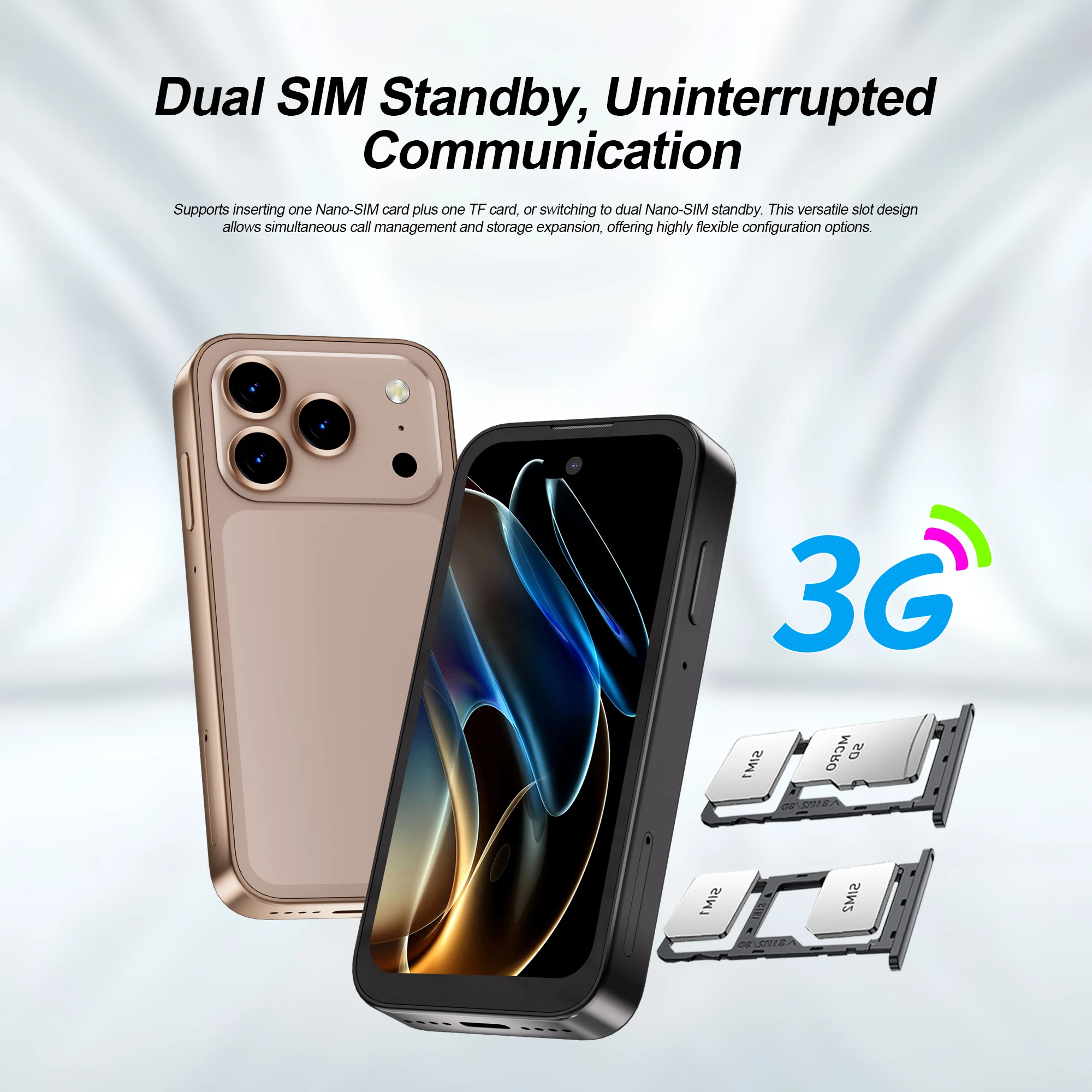 SERVO 17PRO MAX 3G Mini Smartphone Android System 16GB ROM WhatsAPP Face Unlock WiFi Hotspot 2 SIM 3.75" Super Small Smart Phone