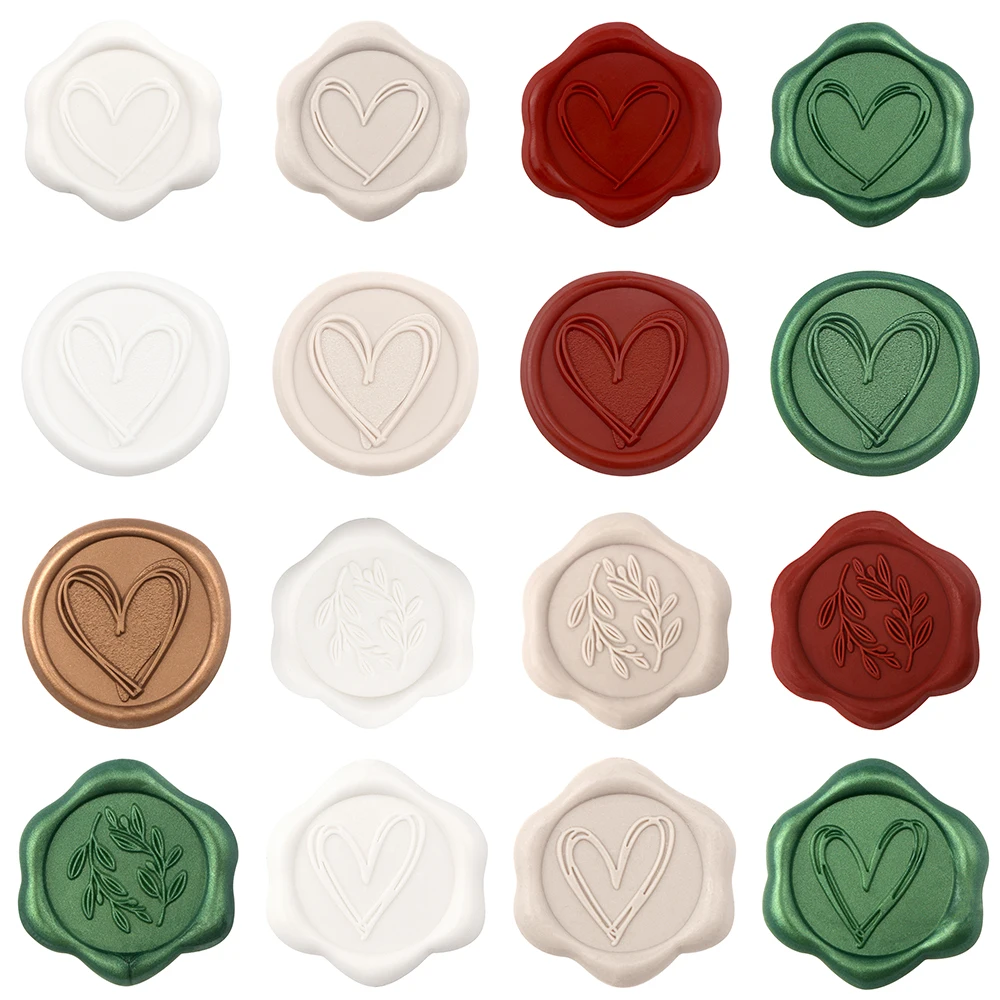 30-50pcs/set Love Heart Olive Branch Wax Stamp Stickers Strong Self-Adhesive DIY Valentine's Day Invitation Envelope Card seal wax sticks
