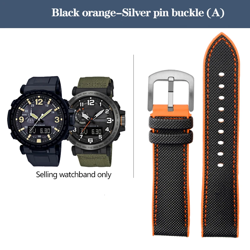 Durable Nylon Rubber Bottom Sports Watchband - 24mm Canvas Silicone Strap