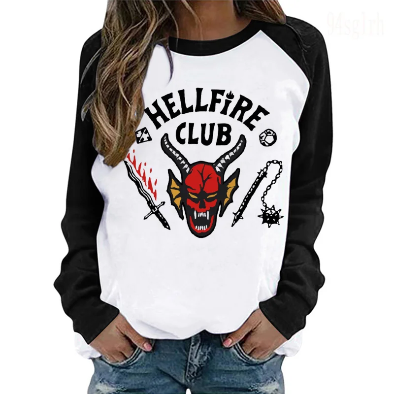 Hellfire Club Tshirts Funny Cartoon Season 4 T Shirt Long Sleeve Women
