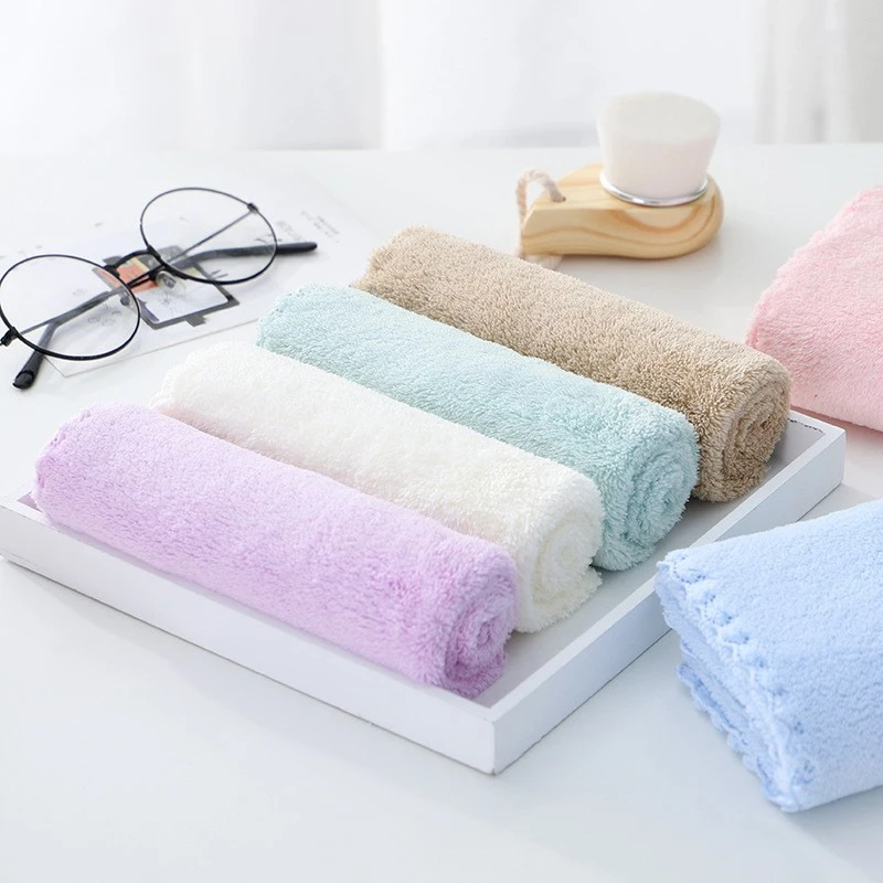 30x30cm10pcs High Density Coral Velvet household cleaning face high-quality with children's towels Small Square Towel Hand towel 5