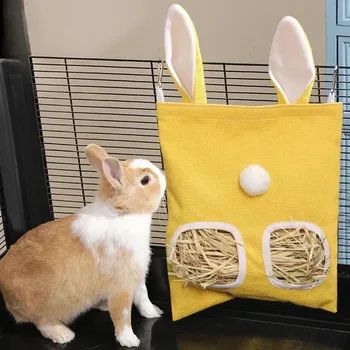 Hanging 2/3 Holes Hay Bag for Bunny Guinea Pigs Small Animal Feeder Rabbit Food Dispensers Bag Cage Accessories Pet Feeding Bag