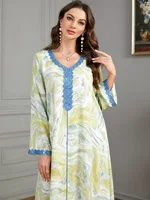 فساتين طويلة إسلامية على شكل حرف v على شكل حرف a للنساء أنيقة غير رسمية بأكمام طويلة عبايات مغربية إسلامية سعودية جلابية 3516 3