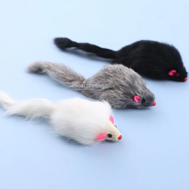Cat Mice Toys False Mouse Cat Toy Long Tail Mice Soft Real Rabbit Fur Toy For Cats Plush Rat Playing Chew Toy Pet Supplies 4