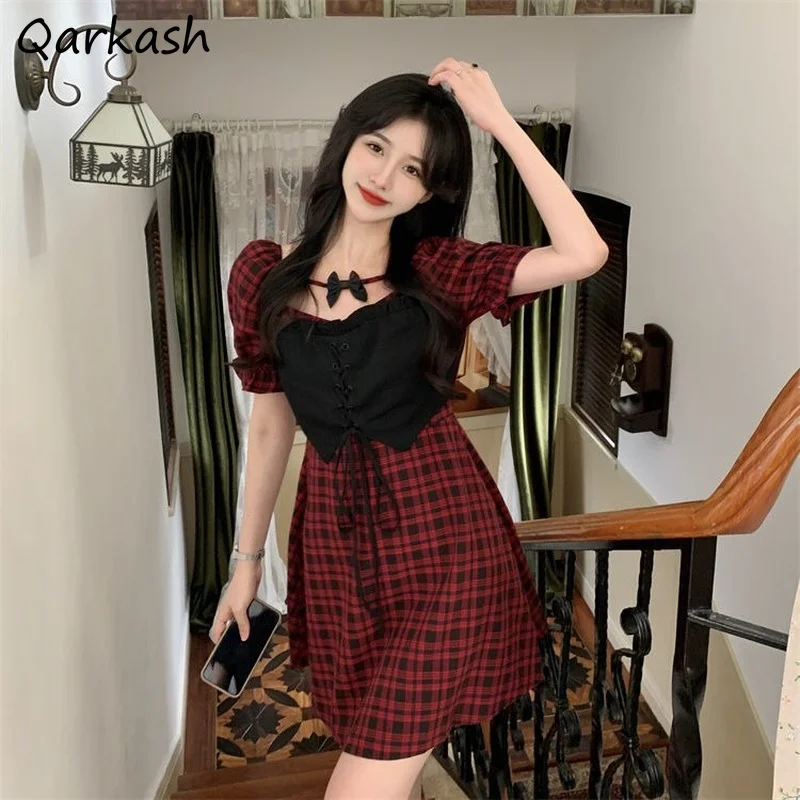 Women's Loose Dresses Japanese Harajuku Ulzzang Punk Casual Plaid Strap Dress  Female Korean Kawaii Cute Clothing For Women - Dresses - AliExpress