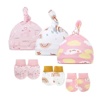 3pcs/Lot Solid Caps for Children Kids' Hat for New Born Baby Hat Birth Hat Baby Beanie Toddler Hat Glove Set Newborn Accessories 3