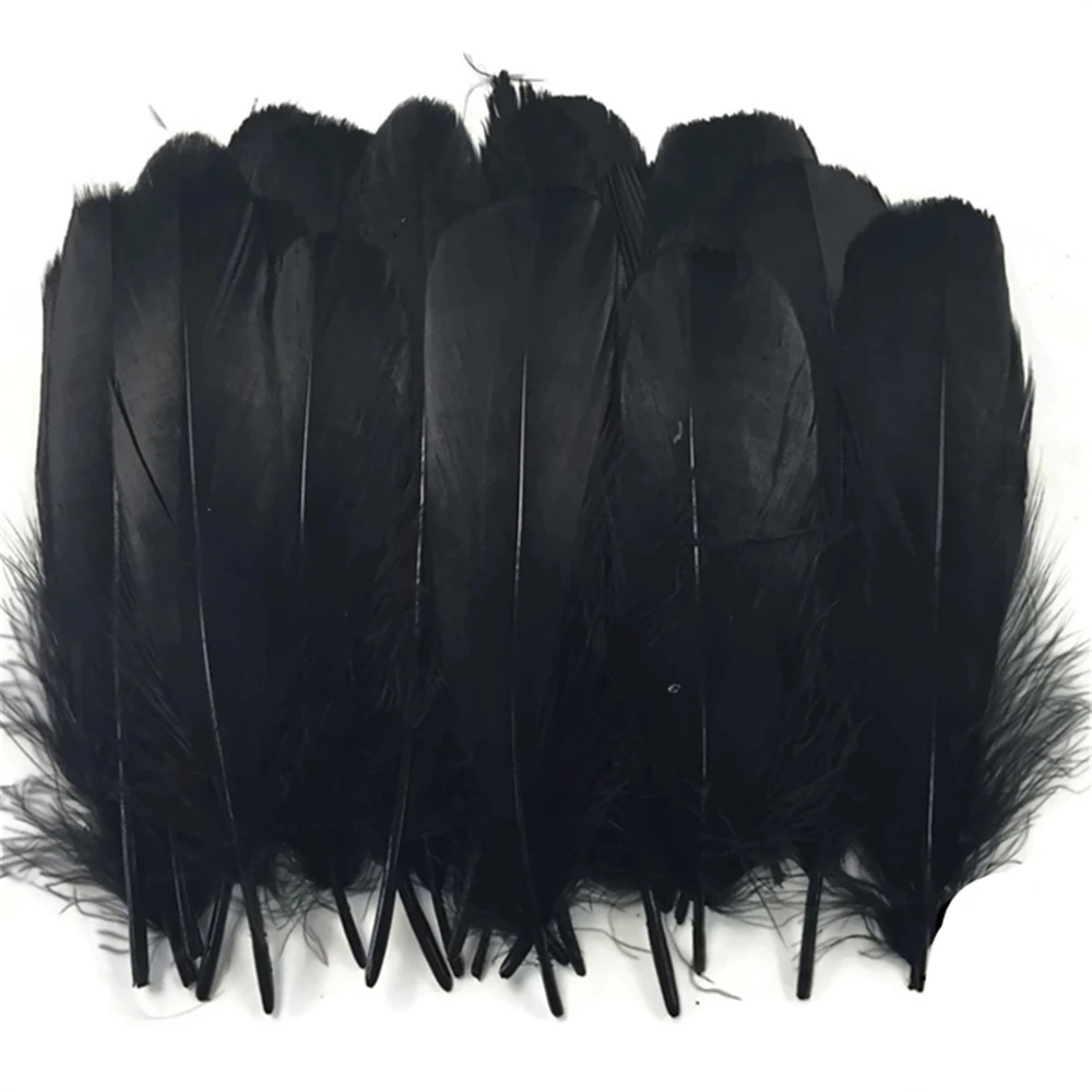 Wholesale Goose Feathers for Crafts 12-18cm Black Feathers for Jewelry Making Plume Decoration Plumas Carnaval Feather Decor DIY