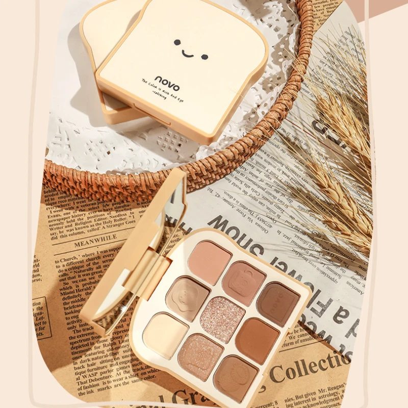 NOVO Toast 9 Colors Matte Eyeshadow Palette Pearlescent Eye Plate Cute Makeup Palette Female Cosmetic Lasting Nature Beauty eye shadow eye shadow plate