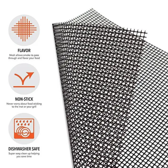 Grill Hálószőnyeg Non-Ragasztó Bbq Szőnyegek 3 Nagy Teherbírású Újrahasznosítható Hőállóság Grillező 13X15.7 Könnyen Tisztítható - Image 2