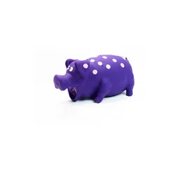 Durable Squeaky Latex Pig Toy - Spotted Chew & Puzzle Play (PURPLE)