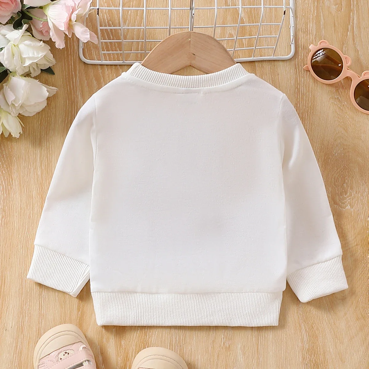 PatPat baby girl's sweet bear animal floral pattern pullover suitable for summer season comfortable perfect for outings baby girl clothes