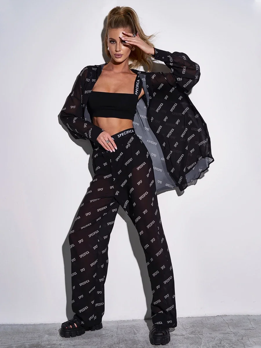 Bornladies Chiffon Printed Shirt Pants 2-Piece Set Summer New Long Sleeves Loose Pants Beach Style Women's Fashion Casual Suit